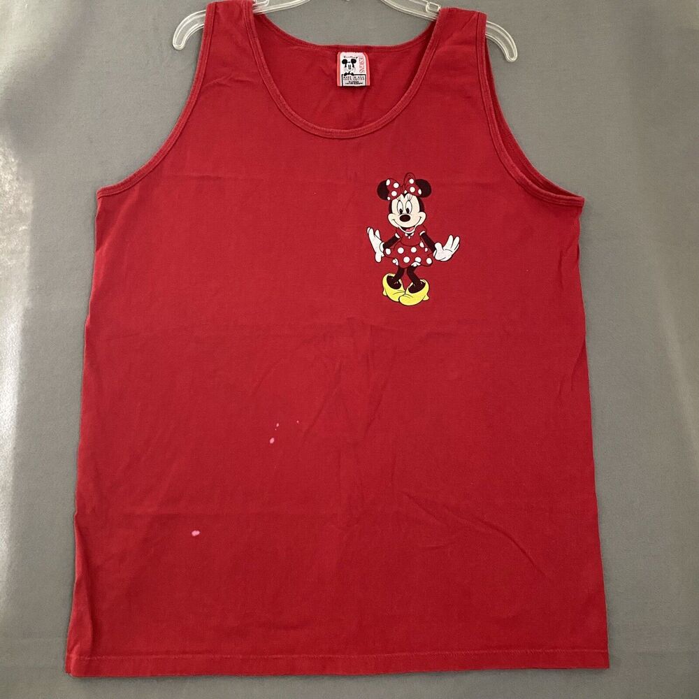 Minnie Mouse‎ Shirt Adult XL Red Disney Designs Tank Graphic Front Back Spellout